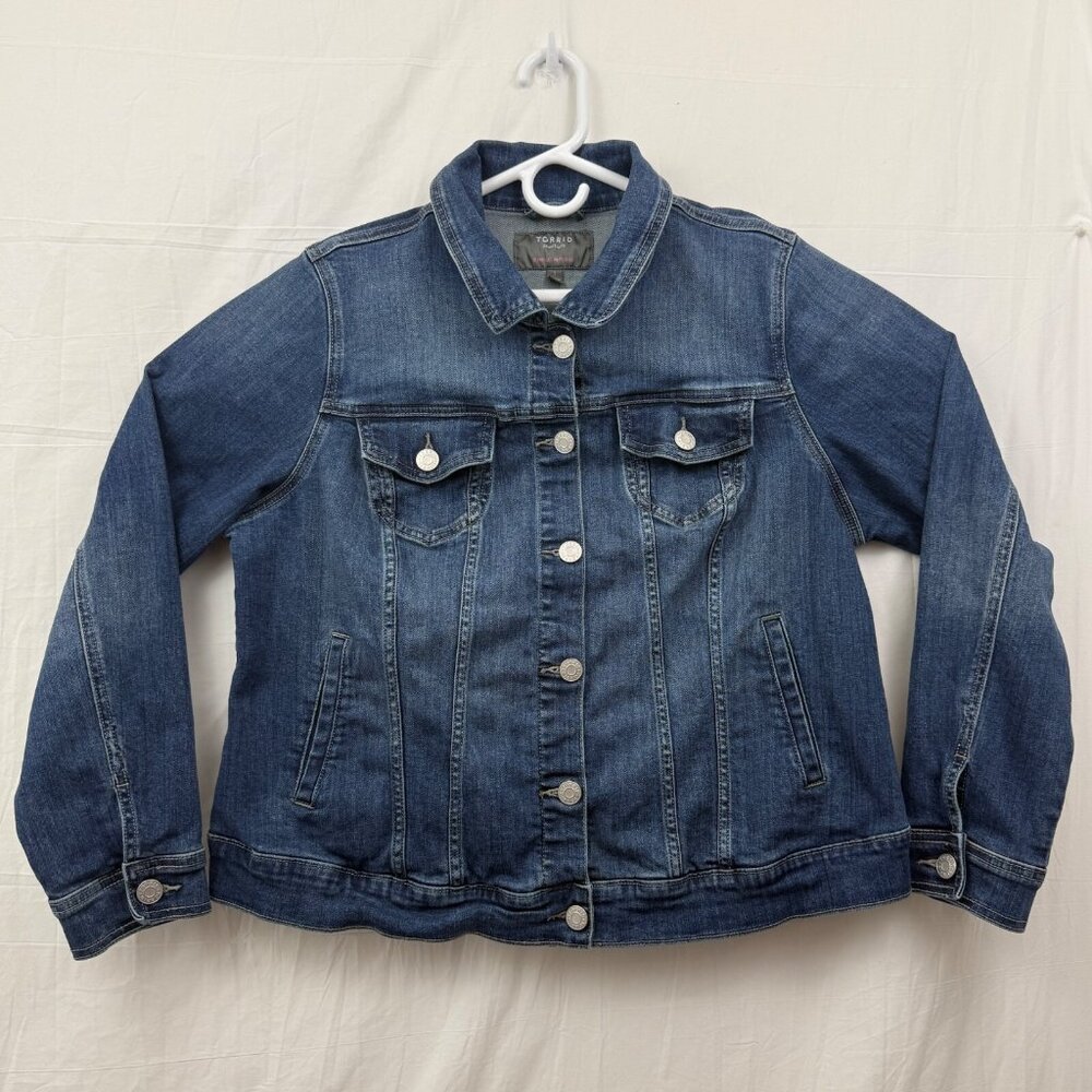Torrid Denim Fitted Trucker Jacket Women +1 Pepperdine Blue